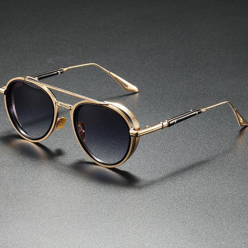 Unisex Vintage Steampunk Double Bridge Sunglasses - ALPINE WEAR