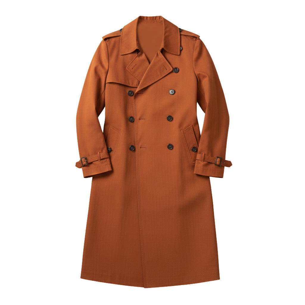 Herren Zweireihiger Trenchcoat - Lang & Wasserdicht