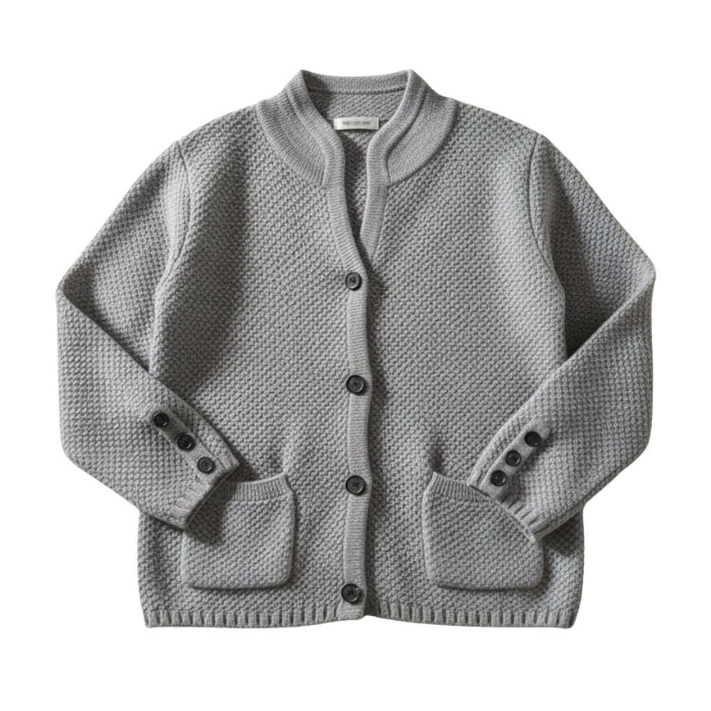 Damen-Strickcardigan – Stehkragen mit Knopfverschluss