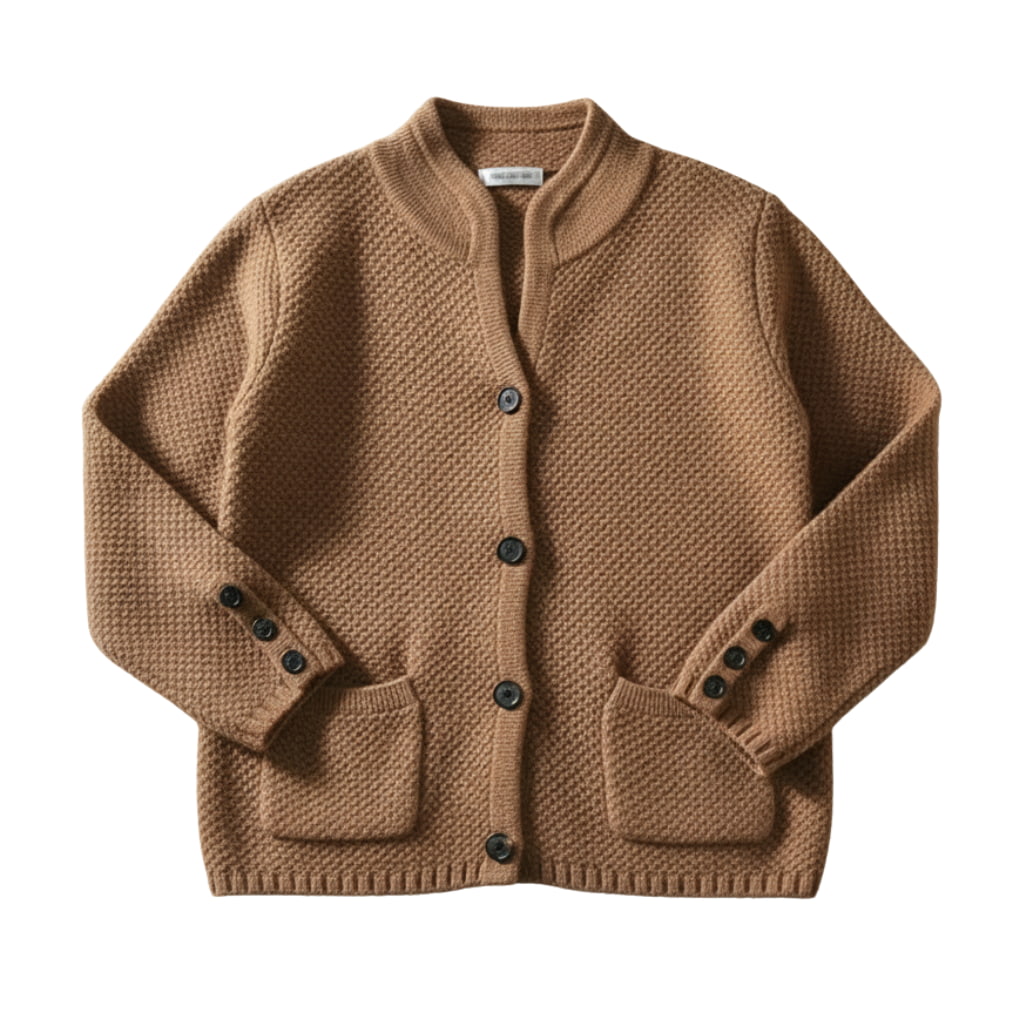 Damen-Strickcardigan – Stehkragen mit Knopfverschluss