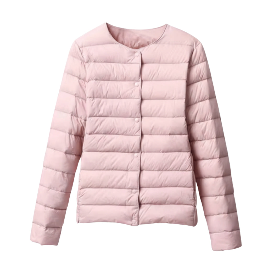 Damen Leichte Steppjacke - Rundhalsausschnitt mit Knopfleiste