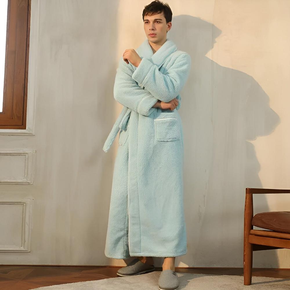 Unisex Langer Morgenmantel - Flauschiger mit Gürtel