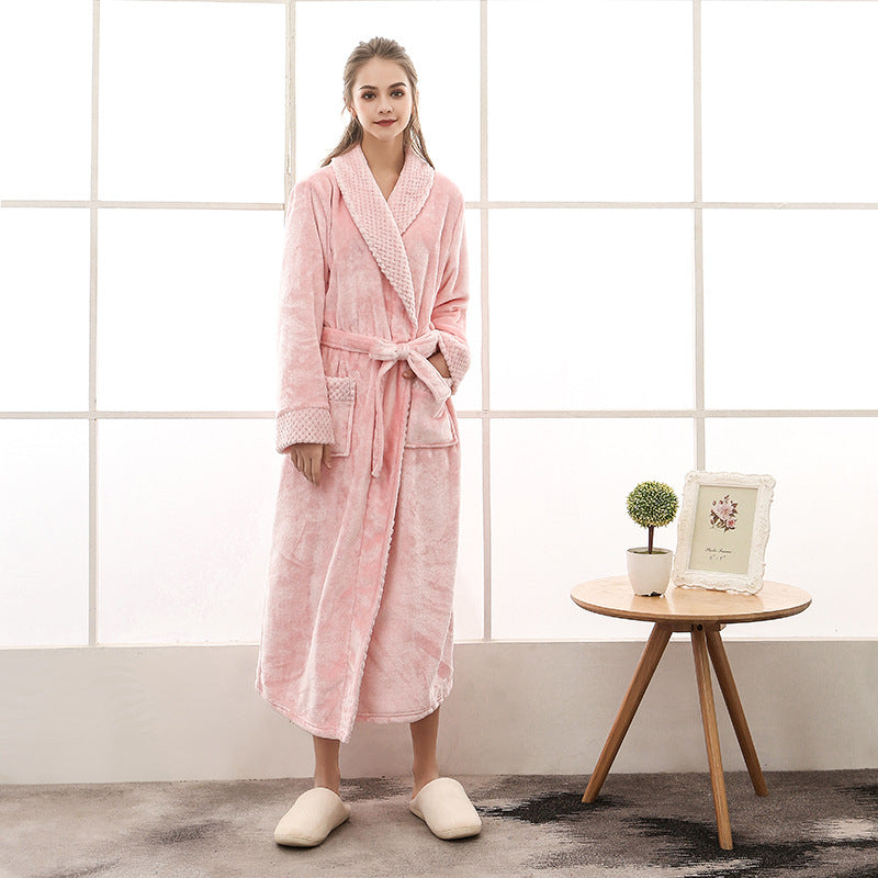 Unisex Strukturierter Morgenmantel - Schalkragen Robe