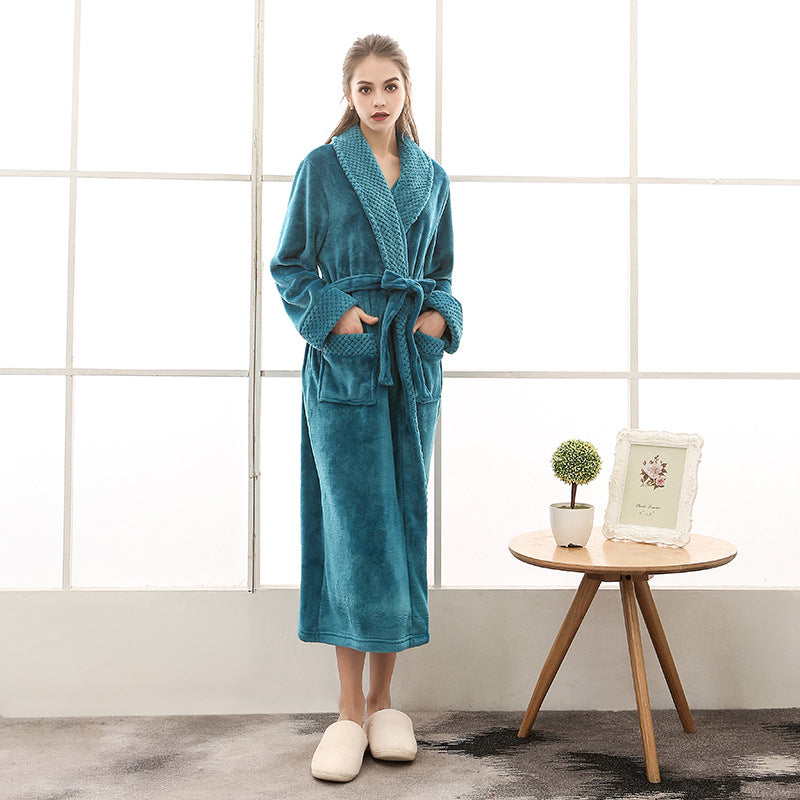 Unisex Strukturierter Morgenmantel - Schalkragen Robe