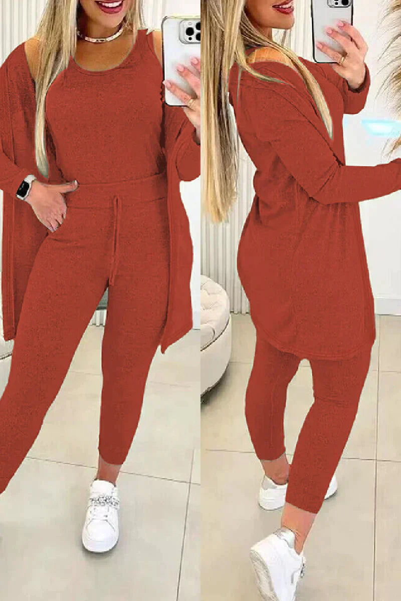 Damen Dreiteiliges Set - Cardigan, Tanktop & Leggings