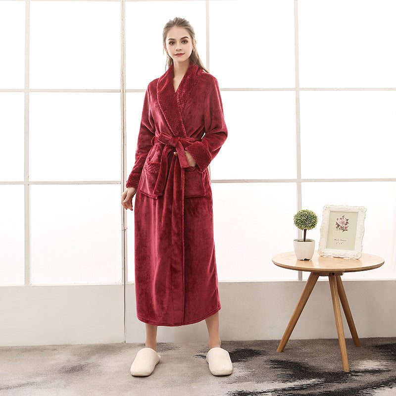 Unisex Strukturierter Morgenmantel - Schalkragen Robe
