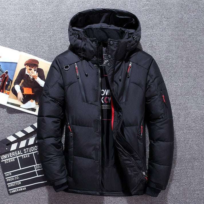 Herren Winter-Steppjacke - Kapuze & Doppelter Verschluss