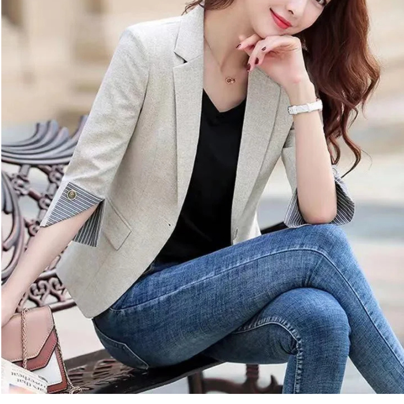 Damen Maßgeschneiderter Blazer - 3/4 Ärmel & gestreiftes Futter