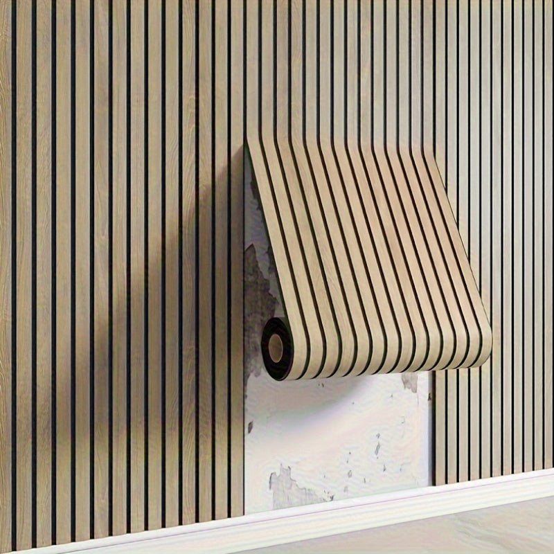 Selbstklebendes 3D Wandpaneel Rolle - Latten-Design in Holzoptik