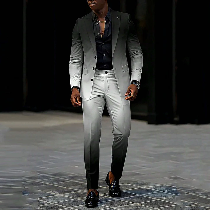 Herren 2-teiliger Anzug – Ombre Blazer & Gerade Hose
