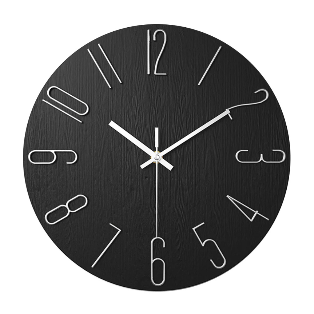 Minimalistische Wanduhr - Stille Quarz mit 3D Geometrischem Akzent