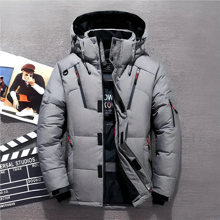 Herren Winter-Steppjacke - Kapuze & Doppelter Verschluss