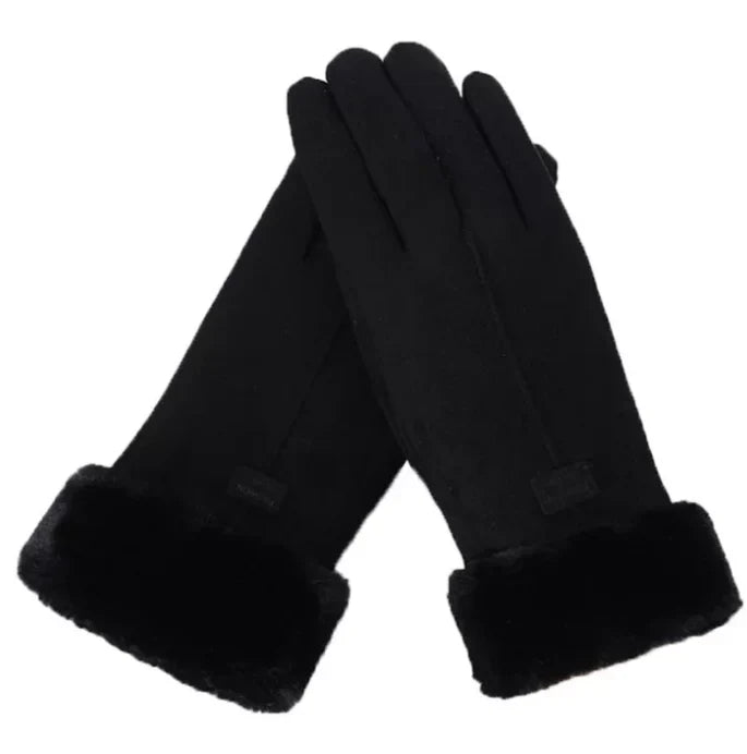 Damen Winterhandschuhe - Glatte Oberfläche und Flauschige Stulpe