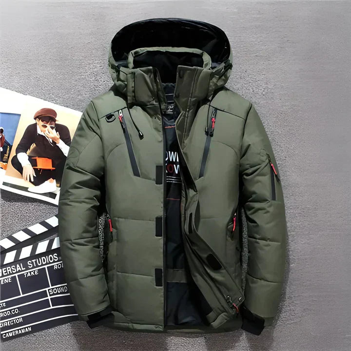 Herren Winter-Steppjacke - Kapuze & Doppelter Verschluss
