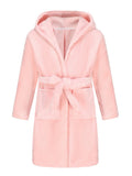 Kinder Weicher Morgenmantel - Kapuzen-Robe mit Gürtel und Taschen