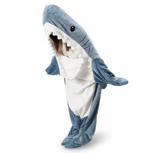 Unisex Blauer Hai Onesie - Kapuzen & Weicher Pyjamaanzug