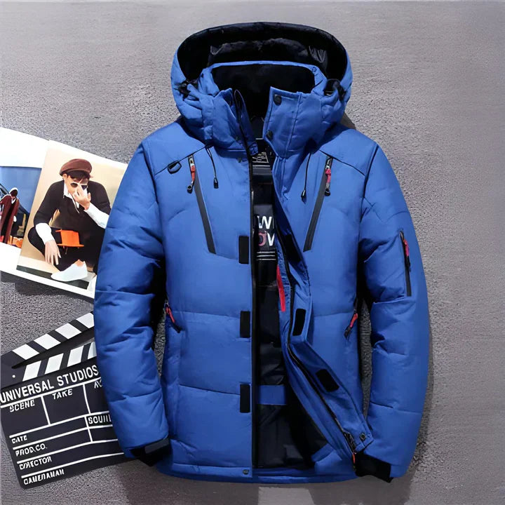 Herren Winter-Steppjacke - Kapuze & Doppelter Verschluss