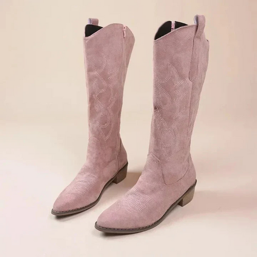 Damen Cowboystiefel aus Wildleder – Bestickter Stil