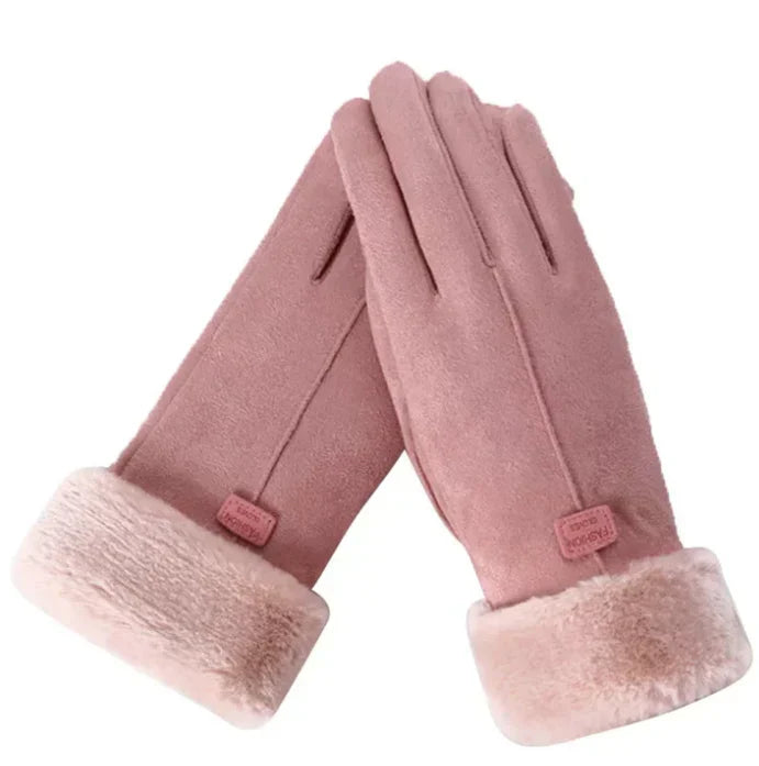 Damen Winterhandschuhe - Glatte Oberfläche und Flauschige Stulpe