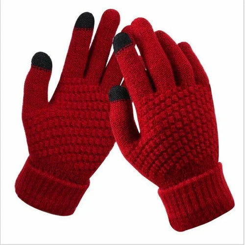 Damen Gestrickte Touchscreen-Winterhandschuhe - Gerippte Bündchen