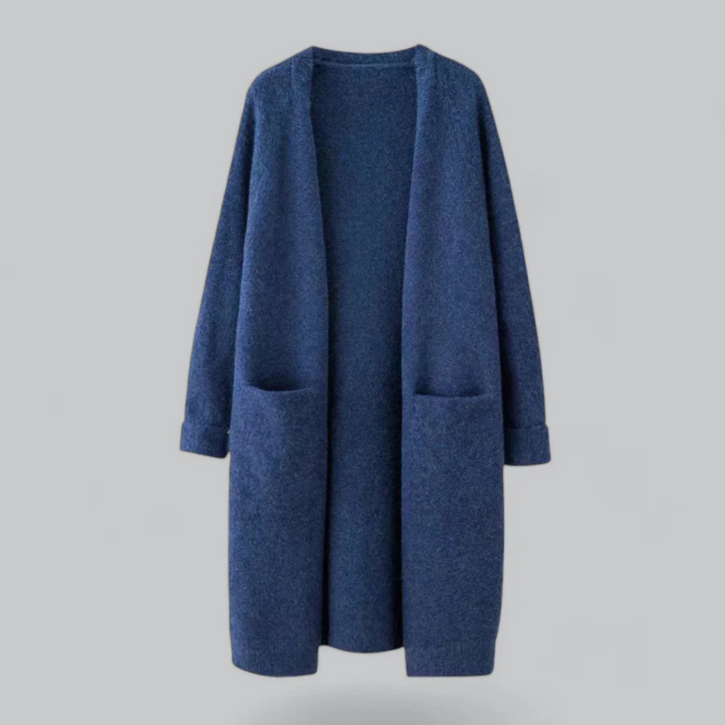 Damen Langer Cardigan – Oversized mit Aufgesetzten Taschen
