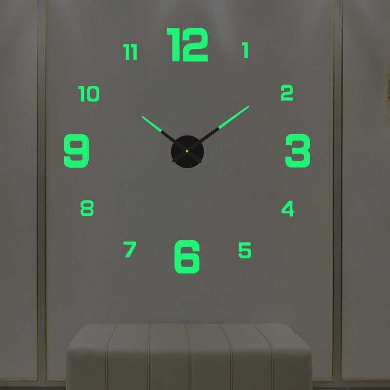 Übergroße Wanduhr - Rahmenlos mit Großen 3D-Zahlen