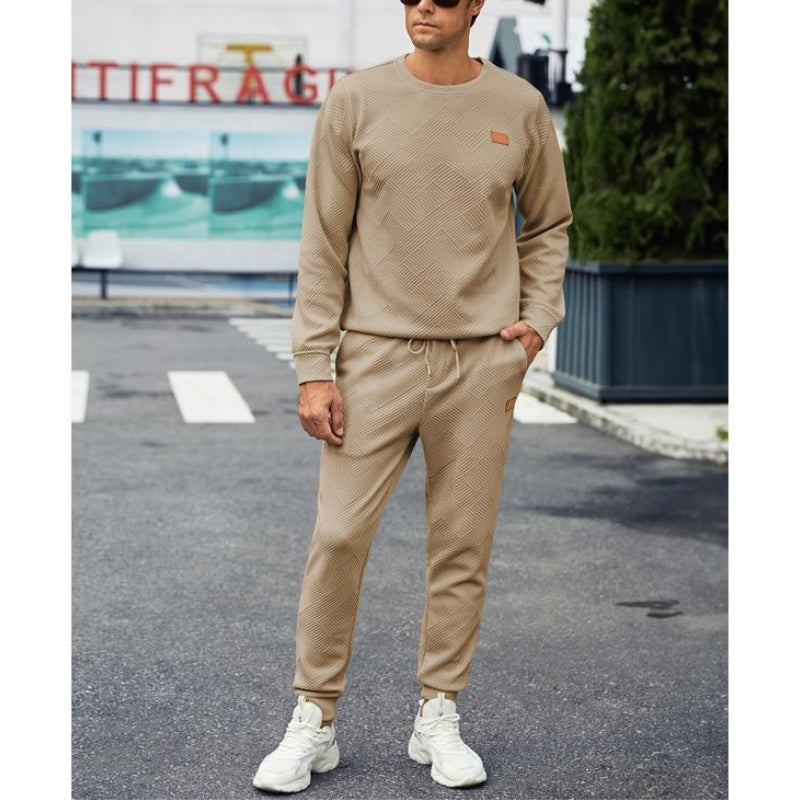 Herren Trainingsanzug-Set - Bündchen-Jogger & Rundhals-Pullover