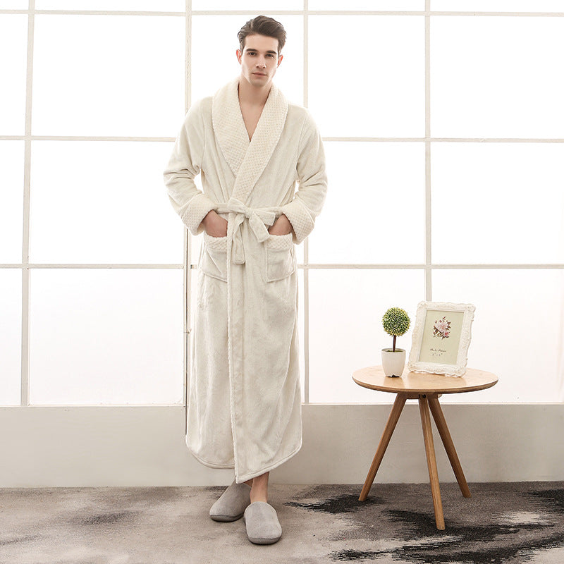 Unisex Strukturierter Morgenmantel - Schalkragen Robe