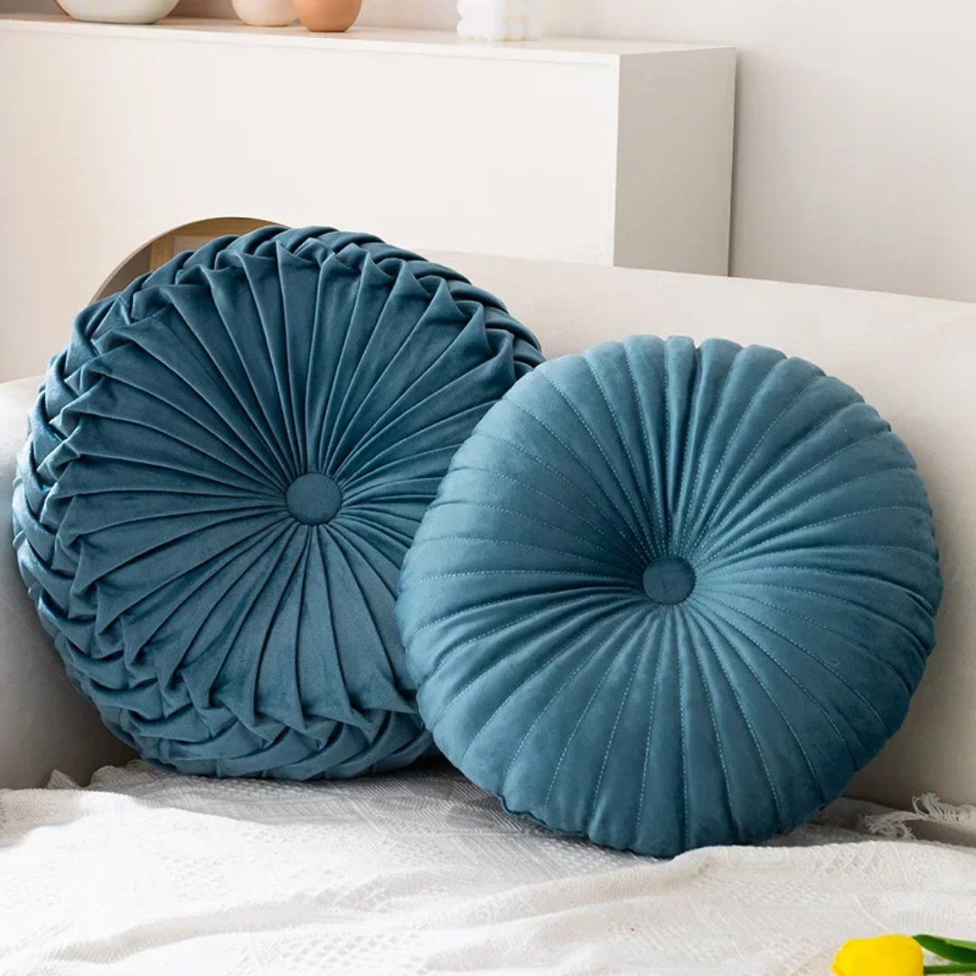 Luxuriöses Rundes Dekoratives Zierkissen - Plissiertes Optik