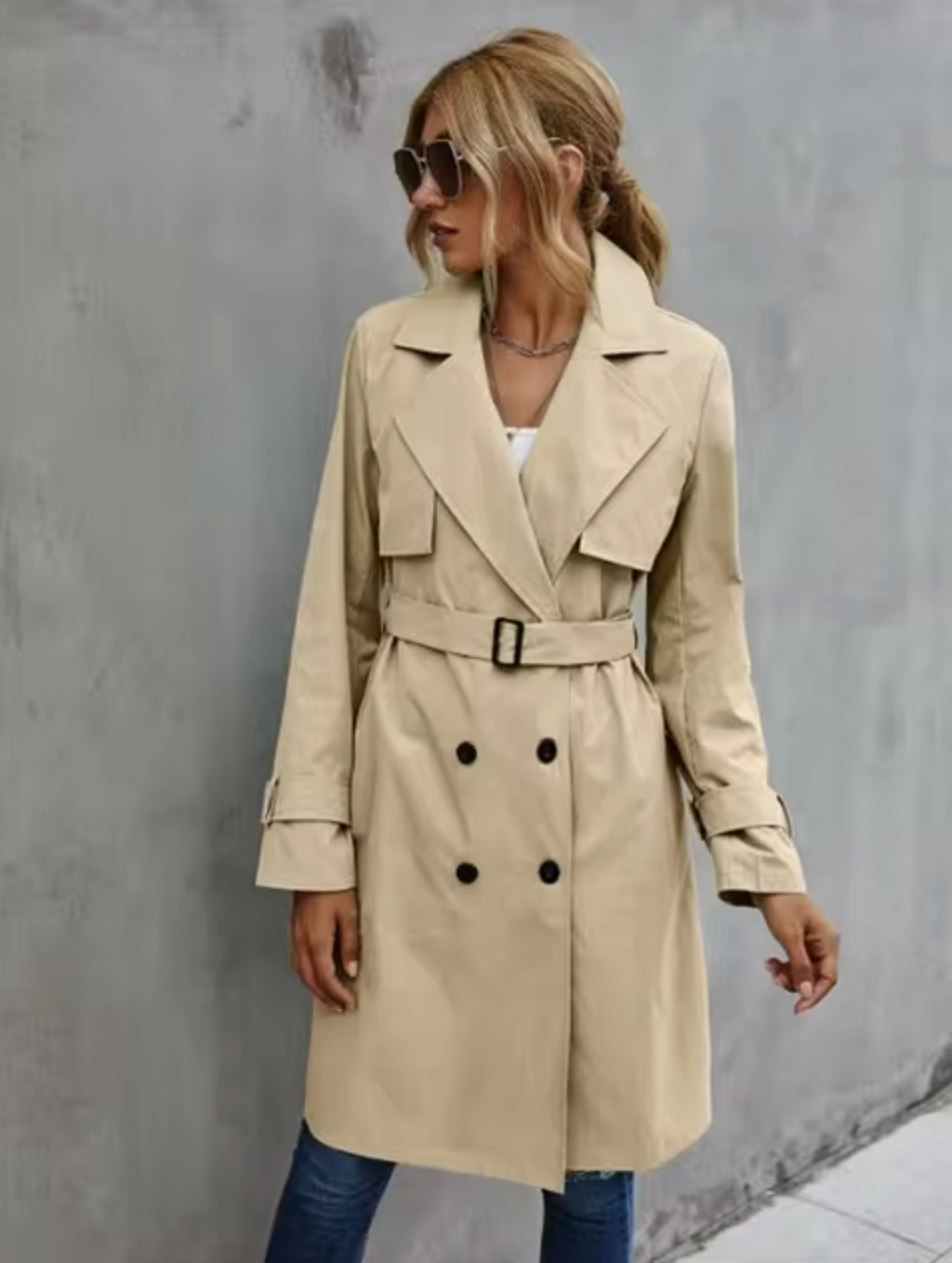 Damen Stilvoller Trenchcoat mit Gürtel - Gemütliche Oberbekleidung