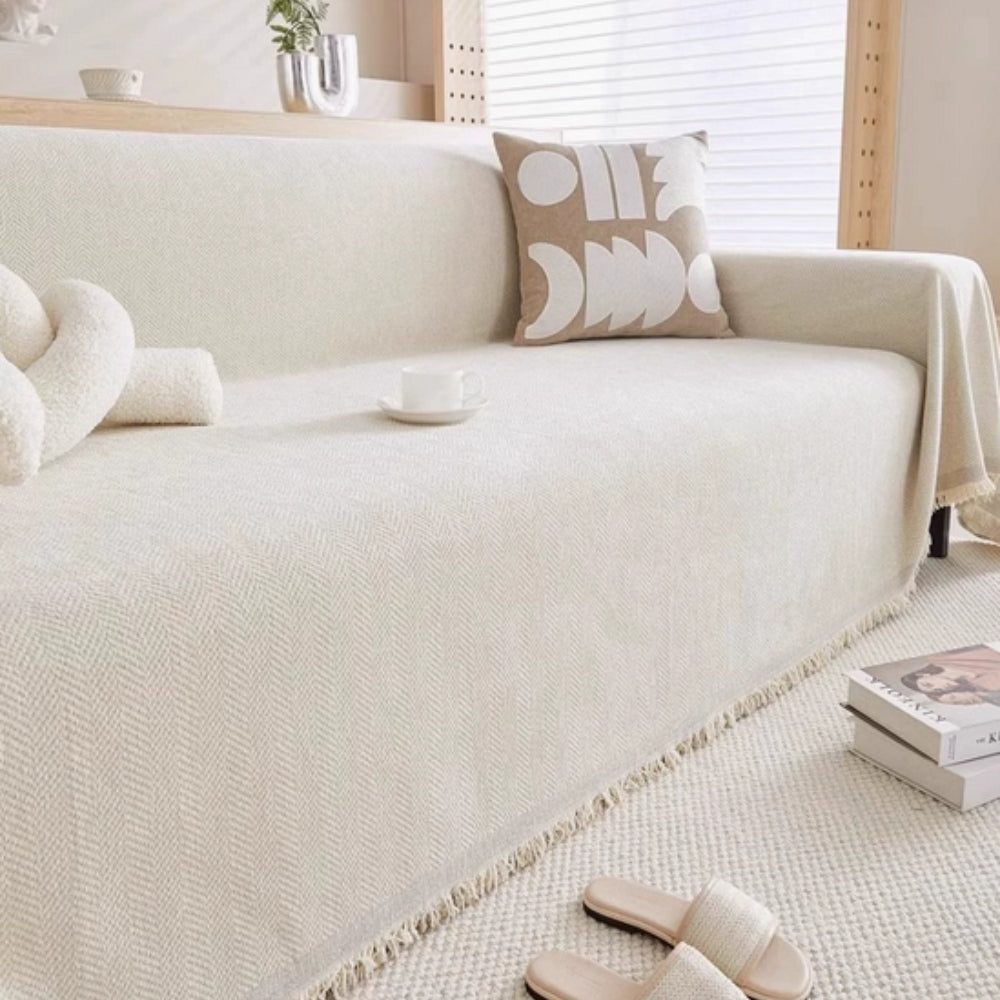 Wasserdichter Sofa-Bezug – Rutschfest mit Fransen-Detail