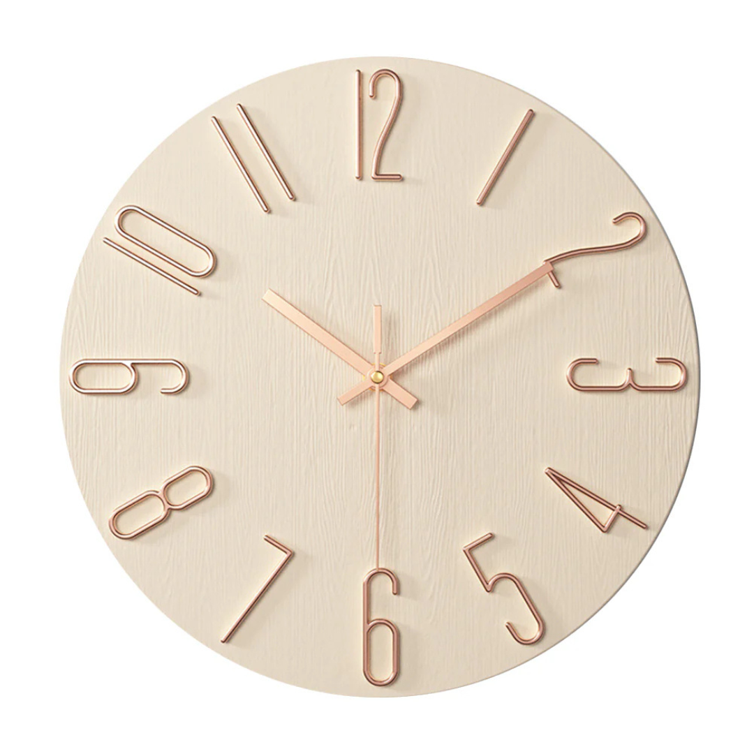 Minimalistische Wanduhr - Stille Quarz mit 3D Geometrischem Akzent