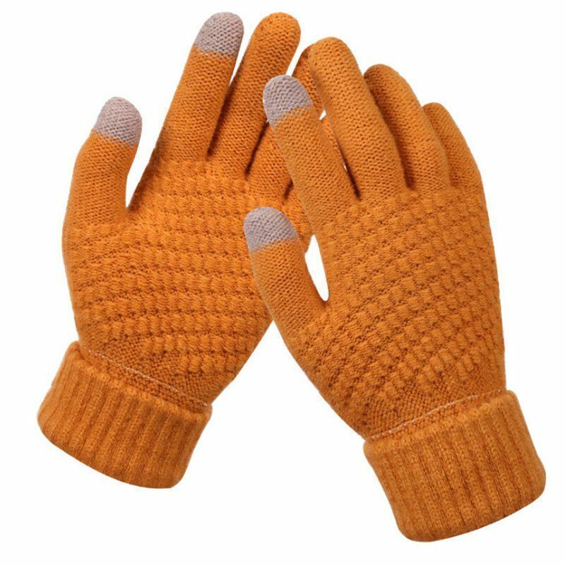 Damen Gestrickte Touchscreen-Winterhandschuhe - Gerippte Bündchen