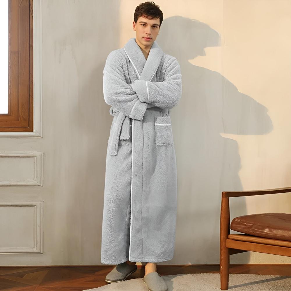 Unisex Langer Morgenmantel - Flauschiger mit Gürtel