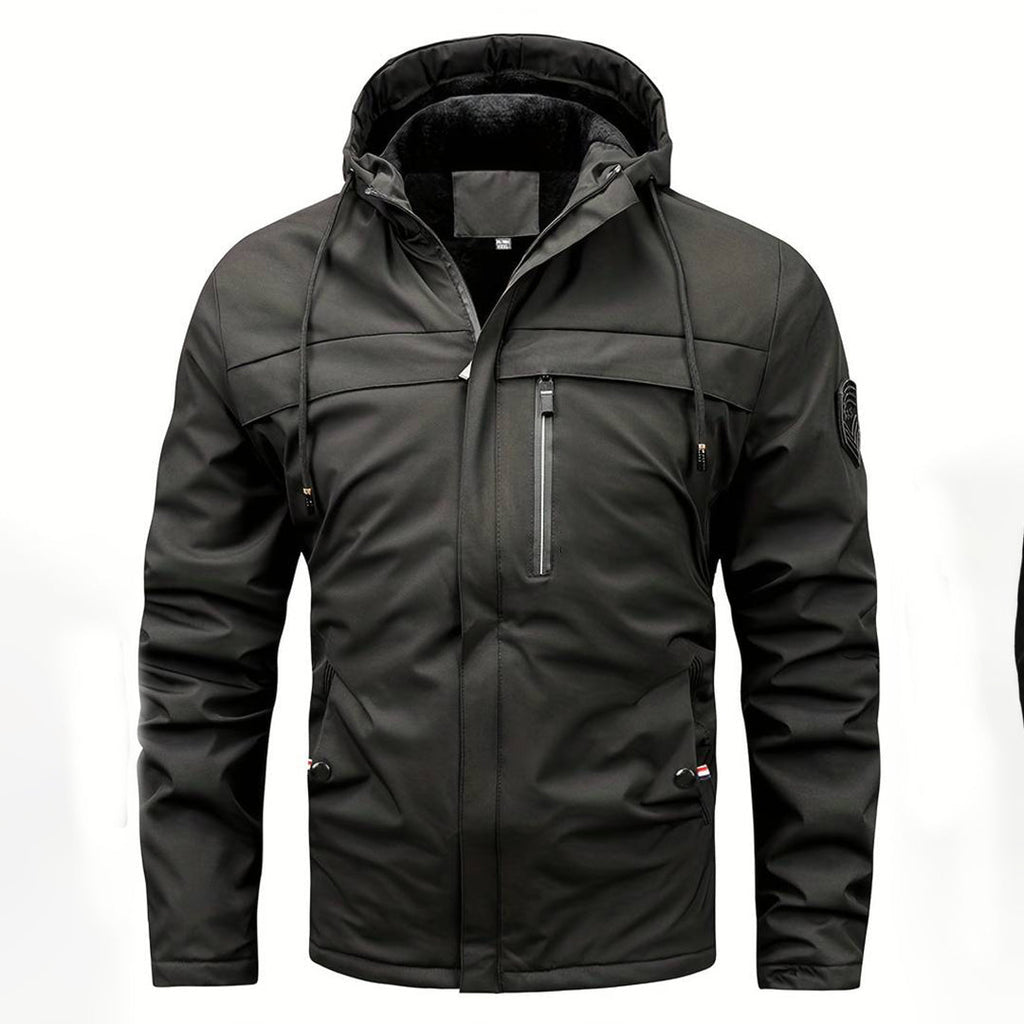 Herren Schwarzer Windbreaker mit Kapuze - Gemütliche Oberbekleidung