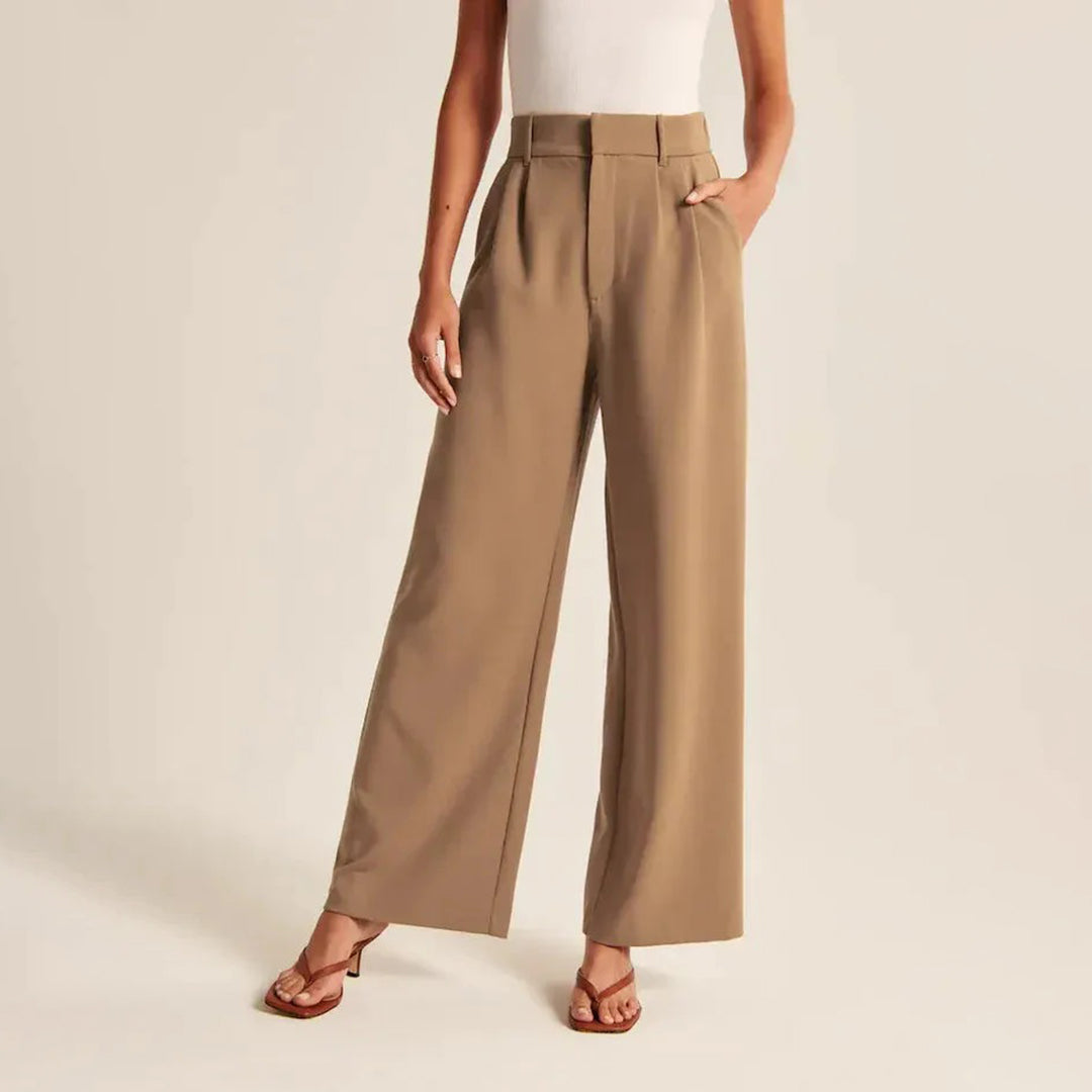 Damen Plissee Arbeitshose - Weites Bein & High-Waisted