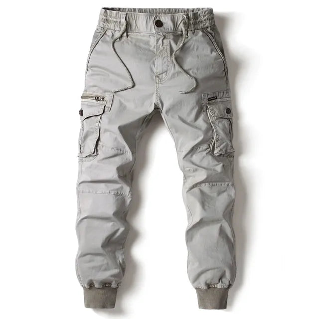 Herren Cargo Jogger Hose - Bündchen Multi-Taschen Hose