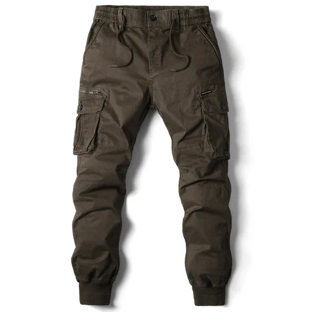 Herren Cargo Jogger Hose - Bündchen Multi-Taschen Hose