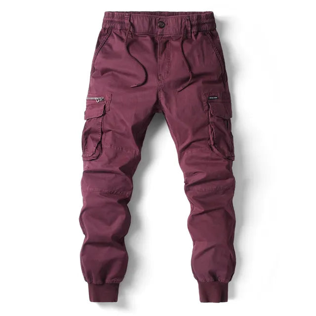 Herren Cargo Jogger Hose - Bündchen Multi-Taschen Hose