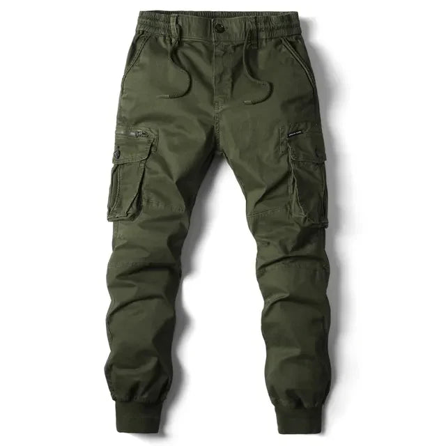 Herren Cargo Jogger Hose - Bündchen Multi-Taschen Hose