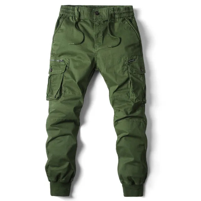 Herren Cargo Jogger Hose - Bündchen Multi-Taschen Hose
