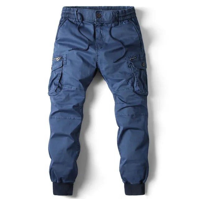 Herren Cargo Jogger Hose - Bündchen Multi-Taschen Hose