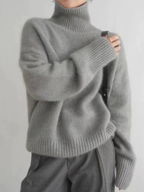 Damen Gestrickter Rollkragenpullover - Gemütliche Oversize-Passform