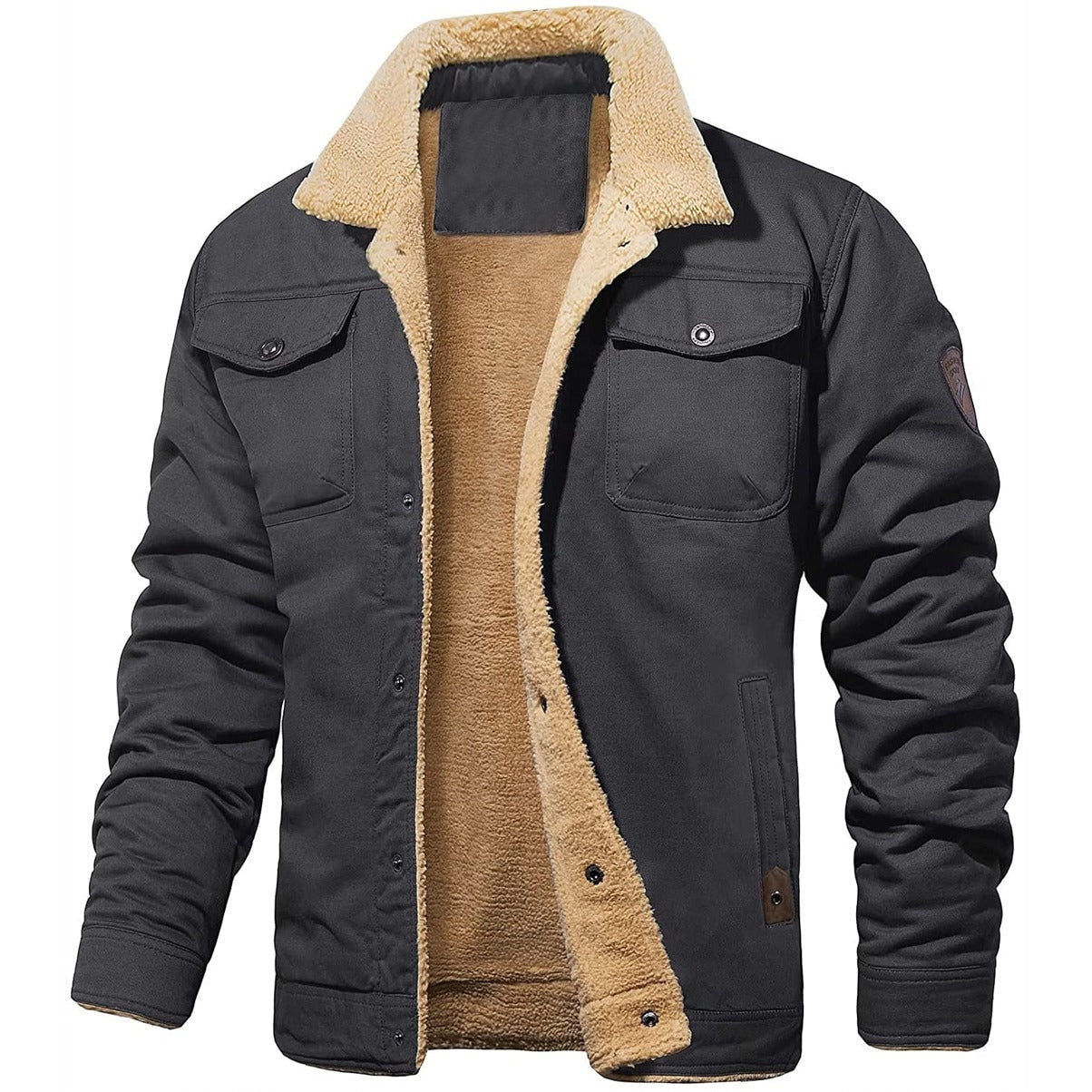 Herren Winterjacke - Weich Gefüttert mit Druckknopfverschluss