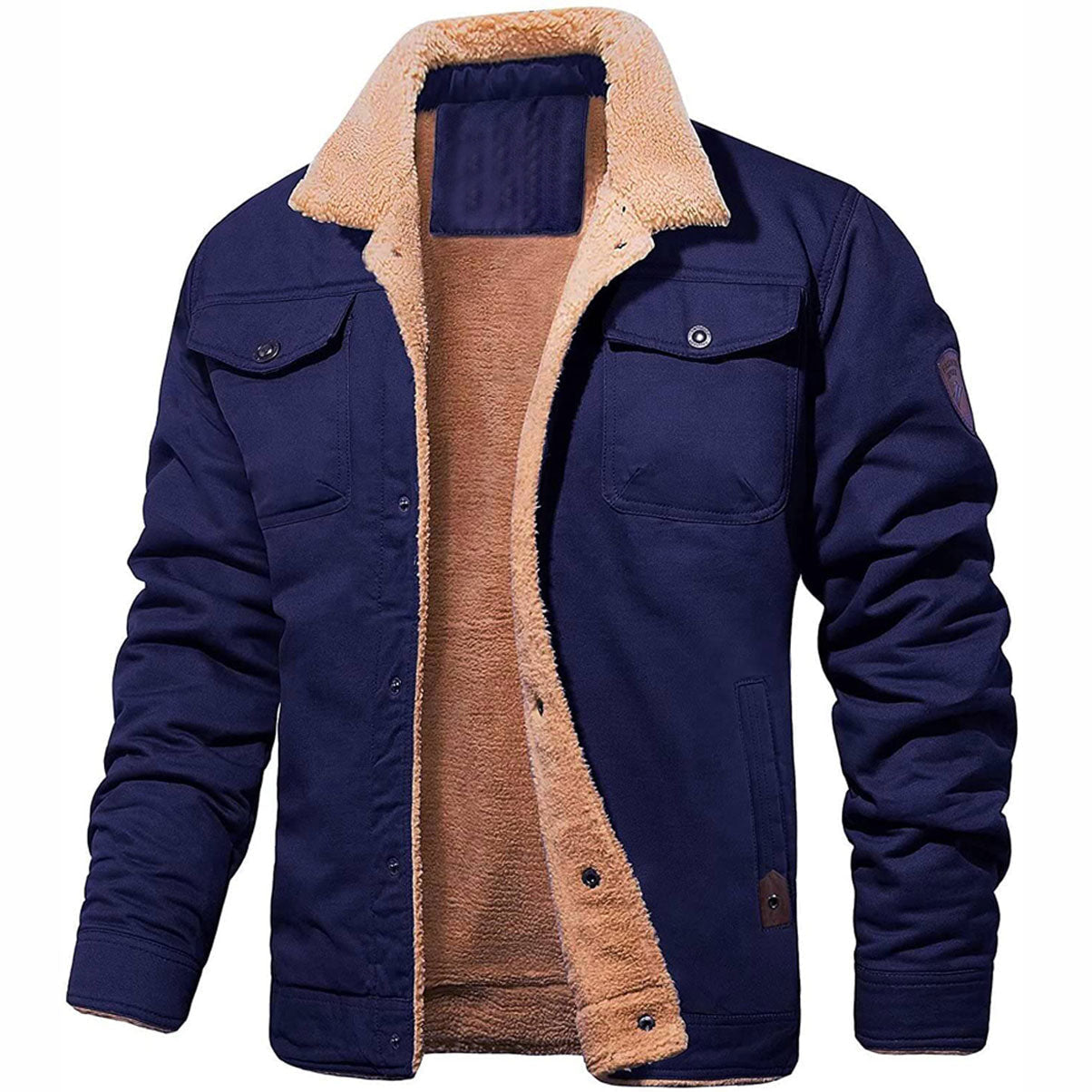 Herren Winterjacke - Weich Gefüttert mit Druckknopfverschluss