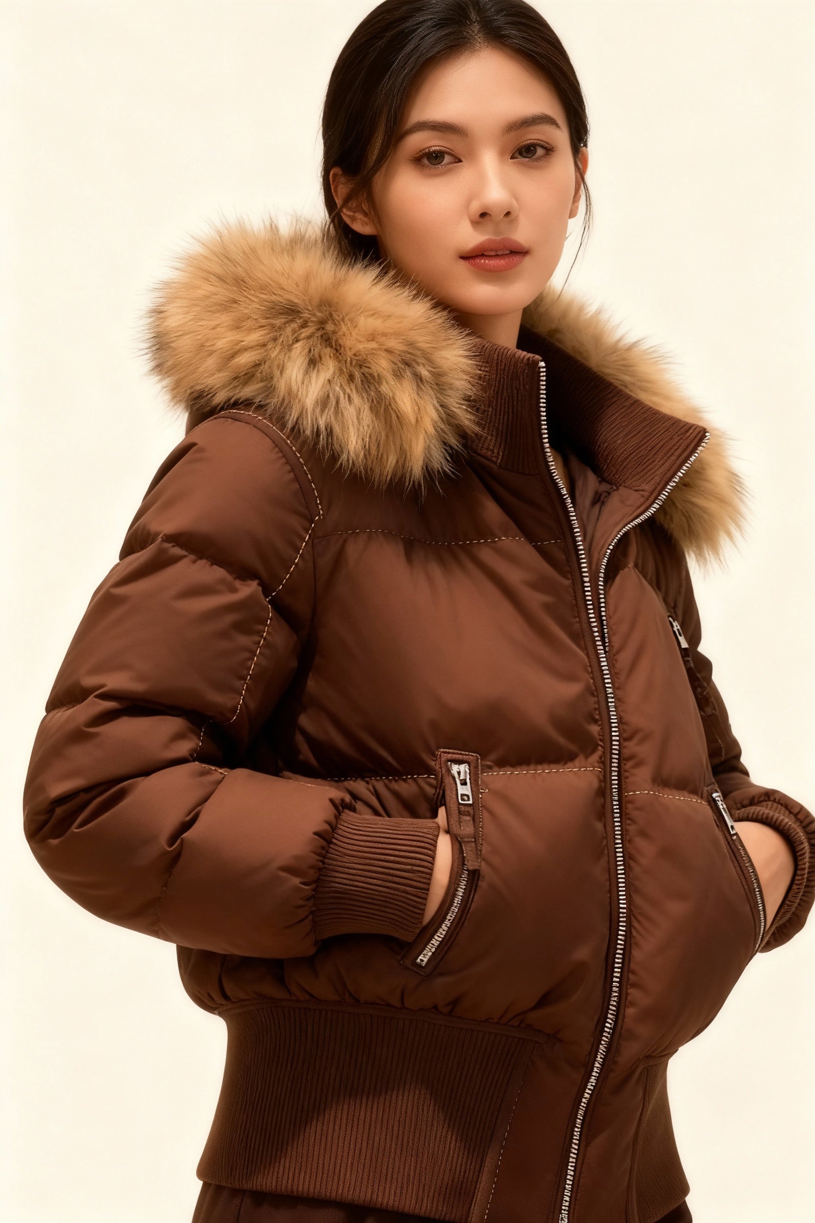 Damen Winter Parka Jacke - Abnehmbare Kapuze & Elastische Bündchen