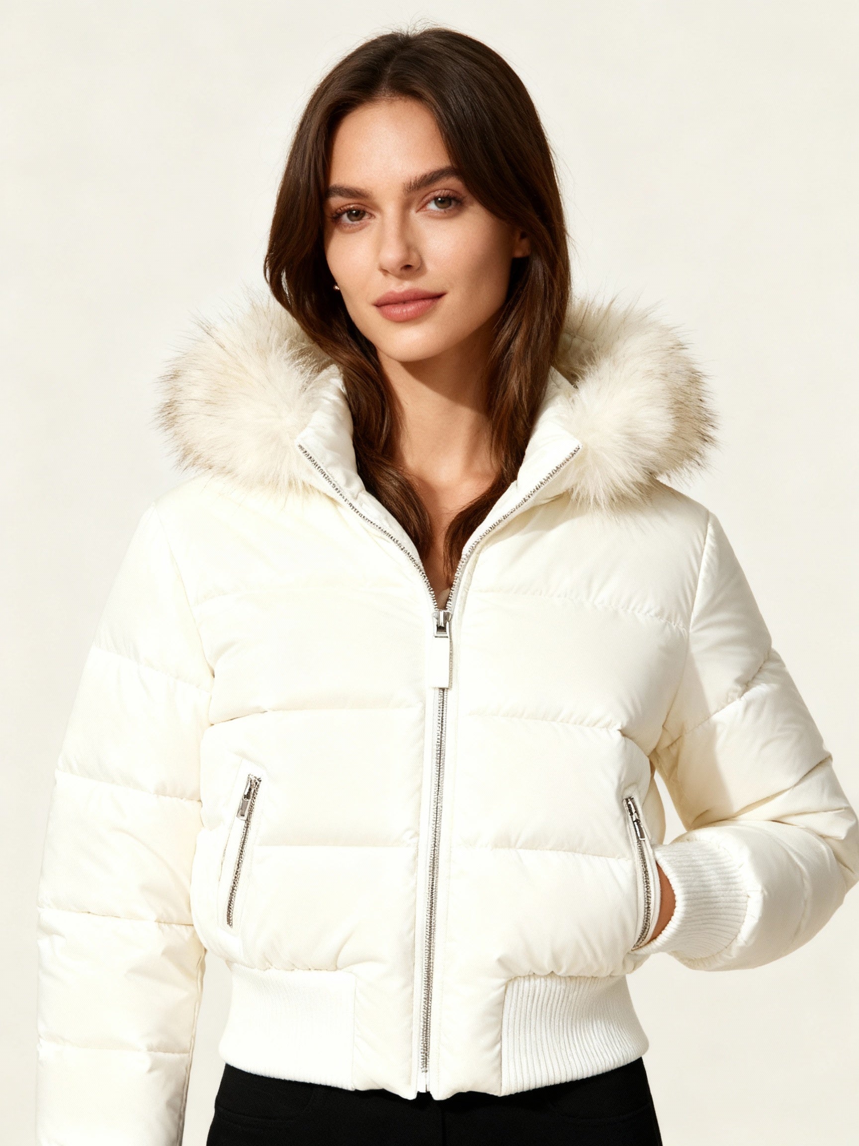 Damen Winter Parka Jacke - Abnehmbare Kapuze & Elastische Bündchen