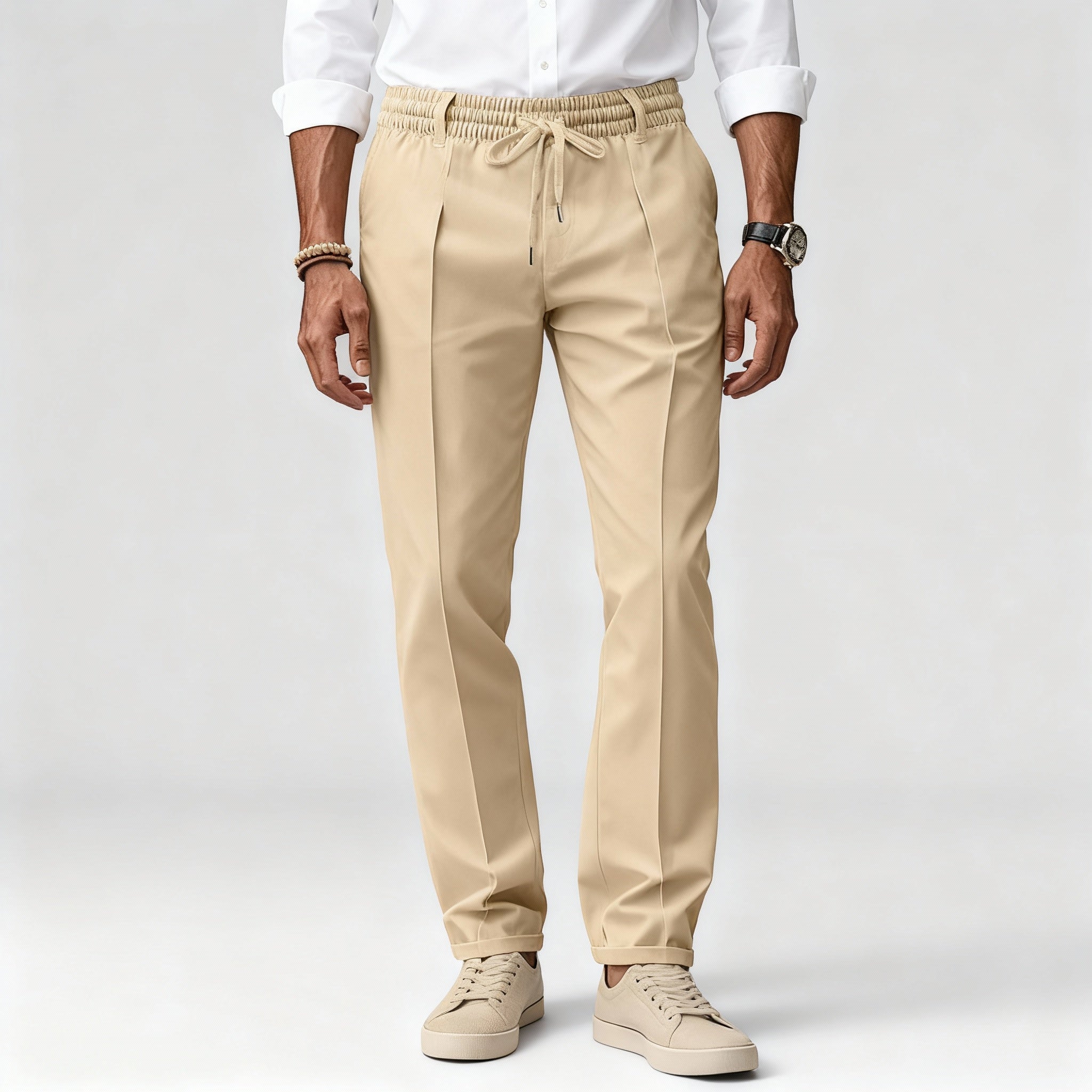 Herren Elastische Hose - Lockere Passform mit Taschen