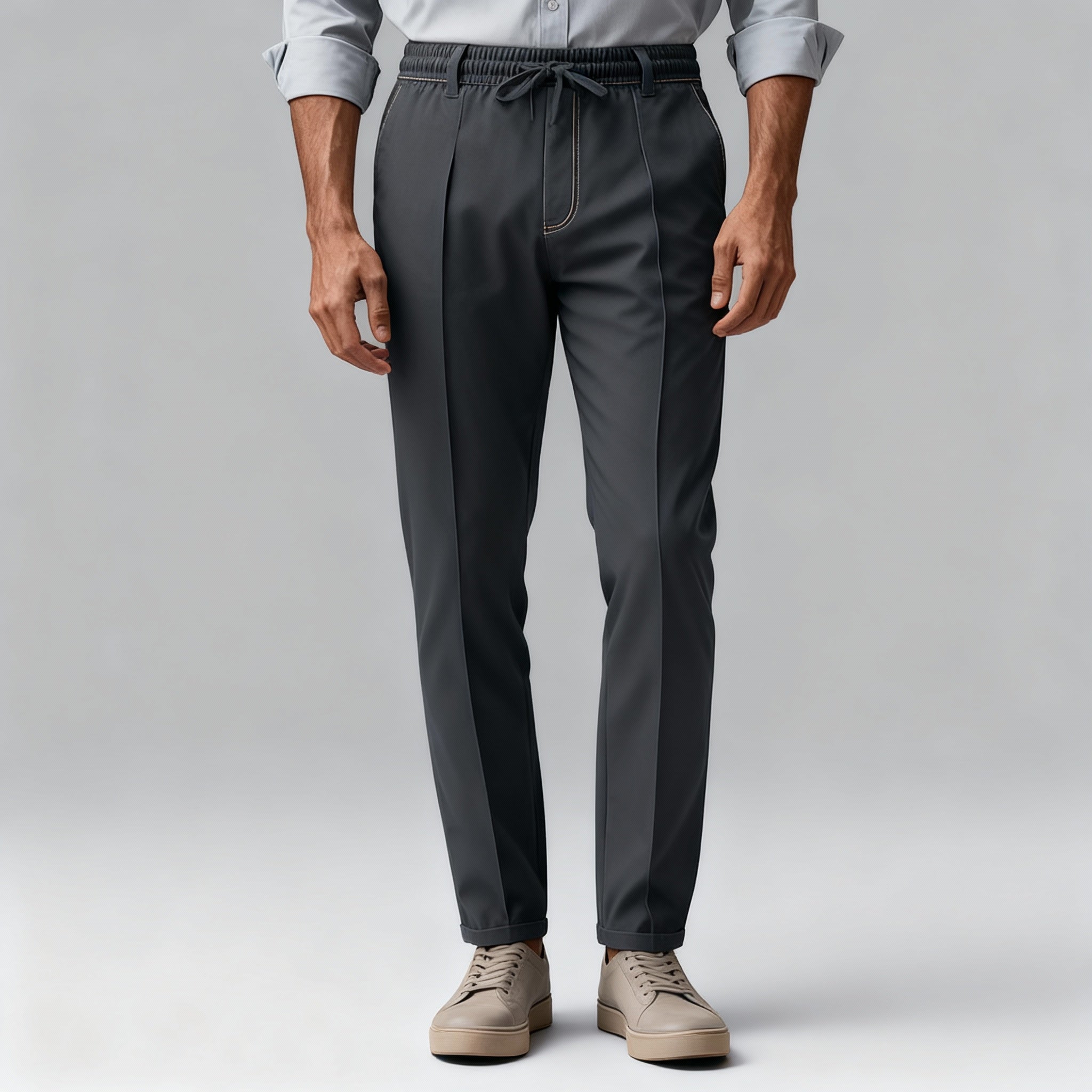 Herren Elastische Hose - Lockere Passform mit Taschen
