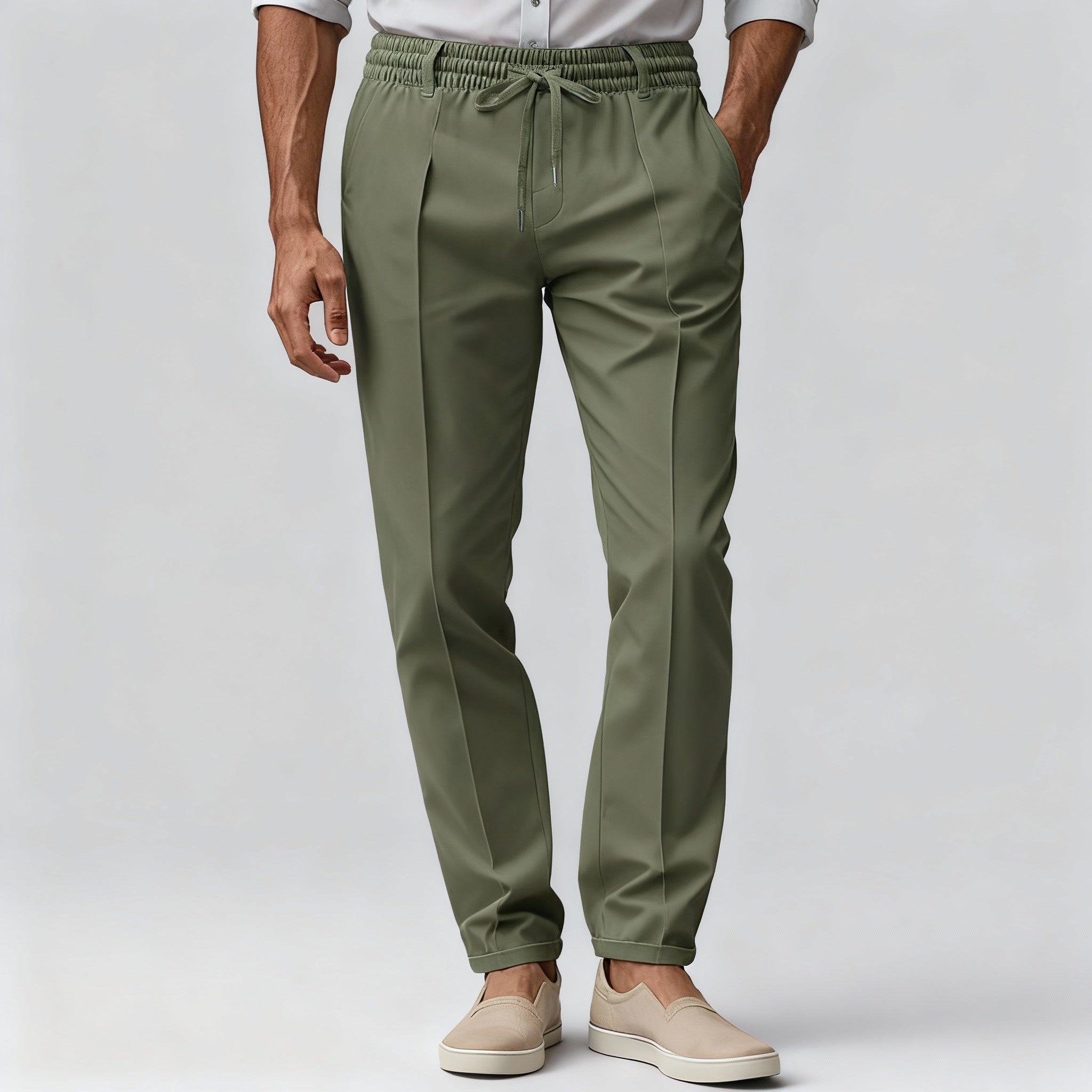 Herren Elastische Hose - Lockere Passform mit Taschen